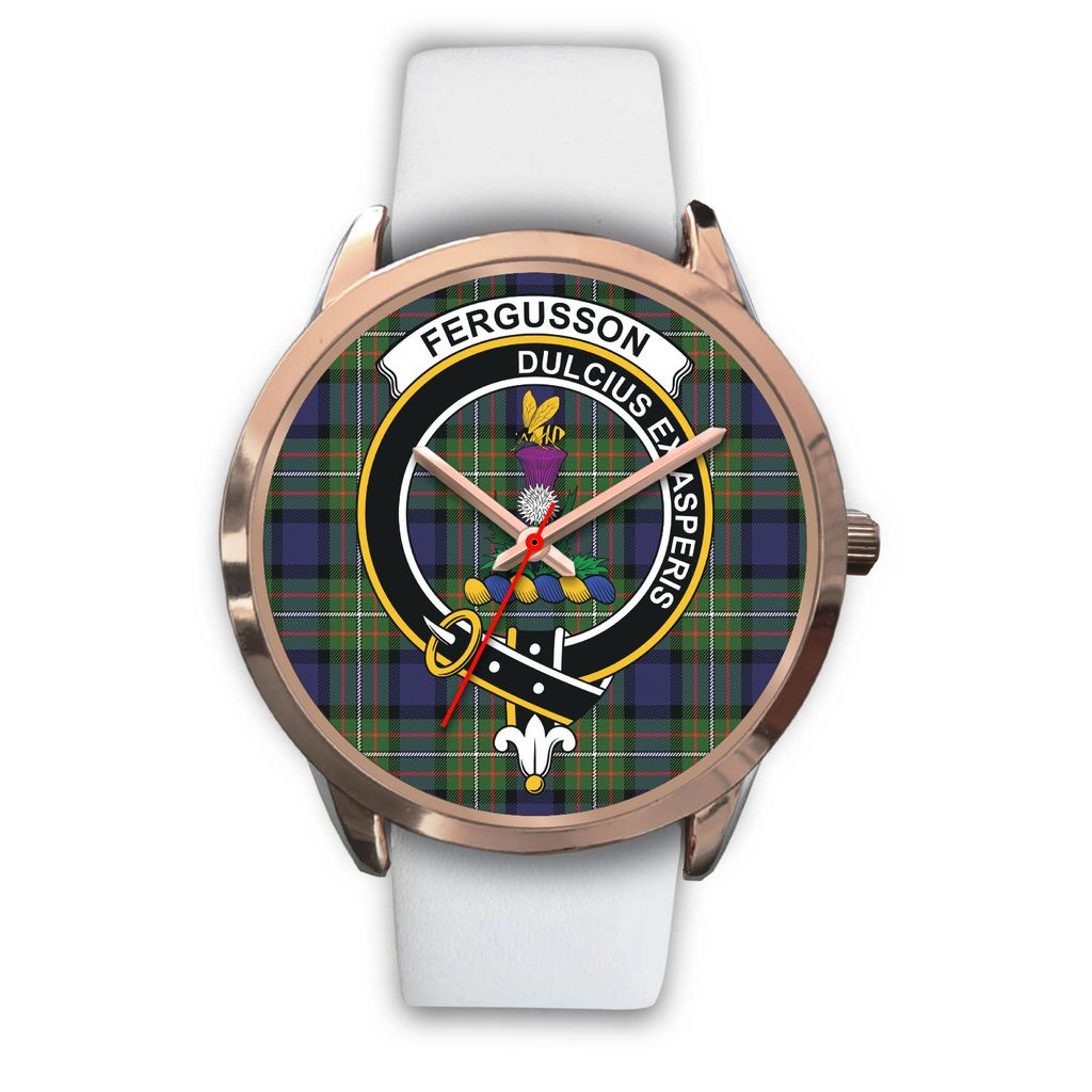 Fergusson Modern Tartan Crest Rose Gold Watch