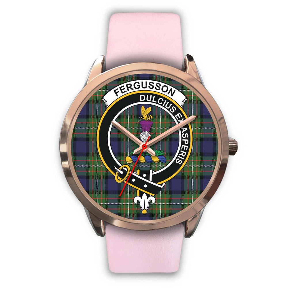 Fergusson Modern Tartan Crest Rose Gold Watch