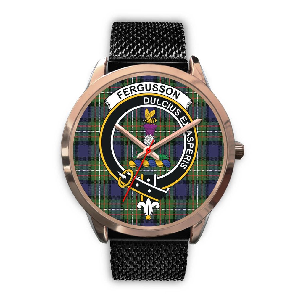 Fergusson Modern Tartan Crest Rose Gold Watch