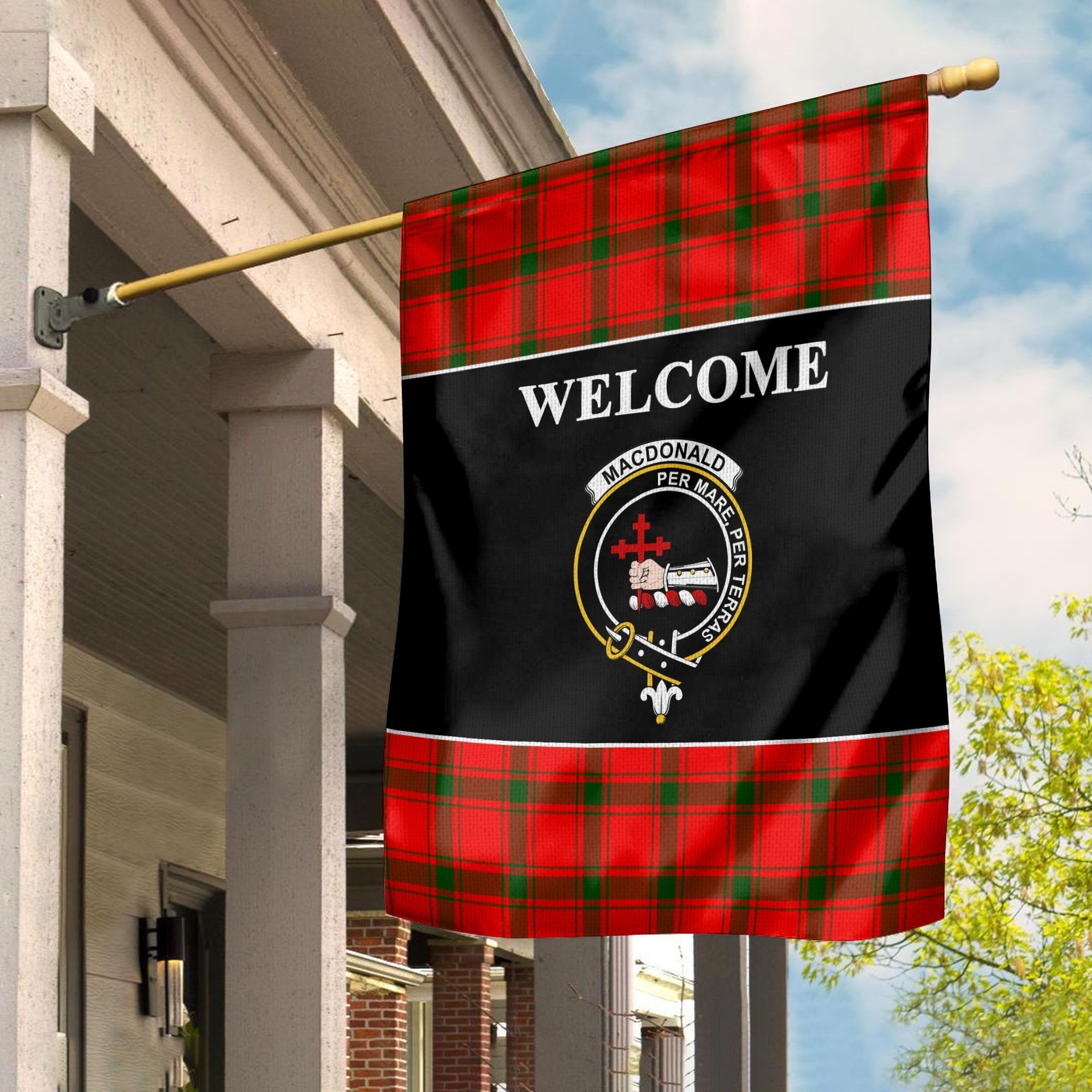 MacDonald (of Sleat) Tartan Crest Black Garden Flag