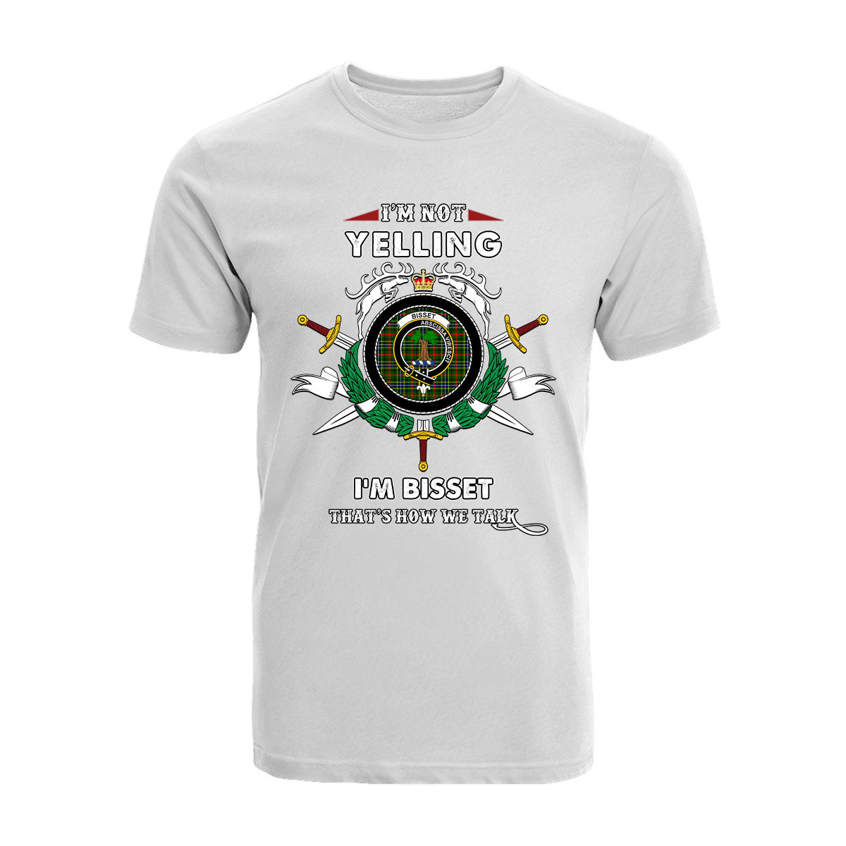 Bisset Tartan Crest T-shirt - I'm not yelling style