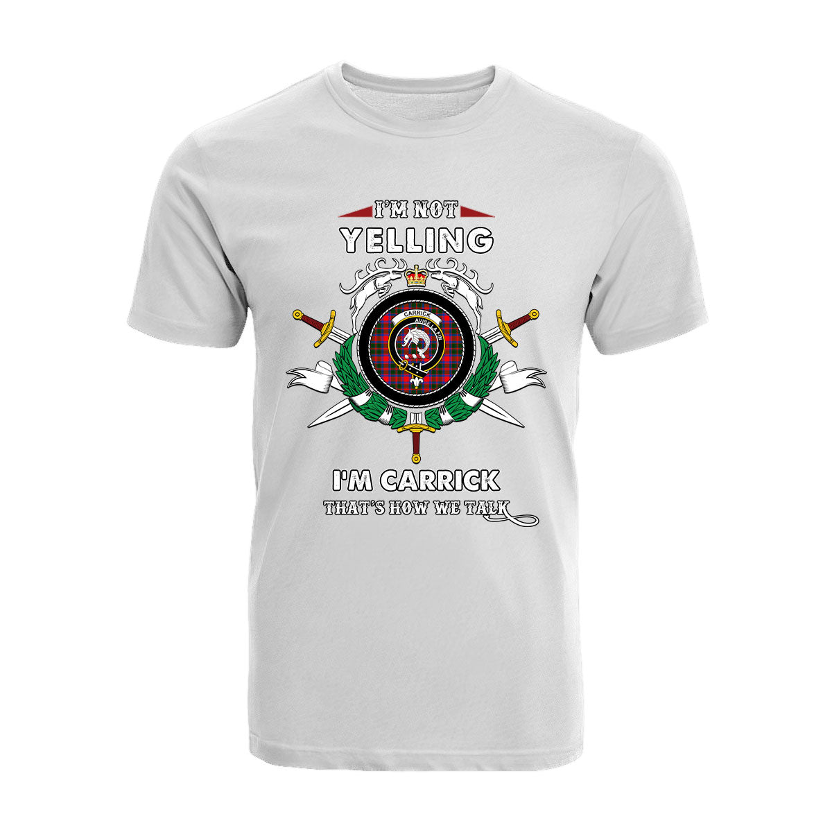 Carrick Tartan Crest T-shirt - I'm not yelling style