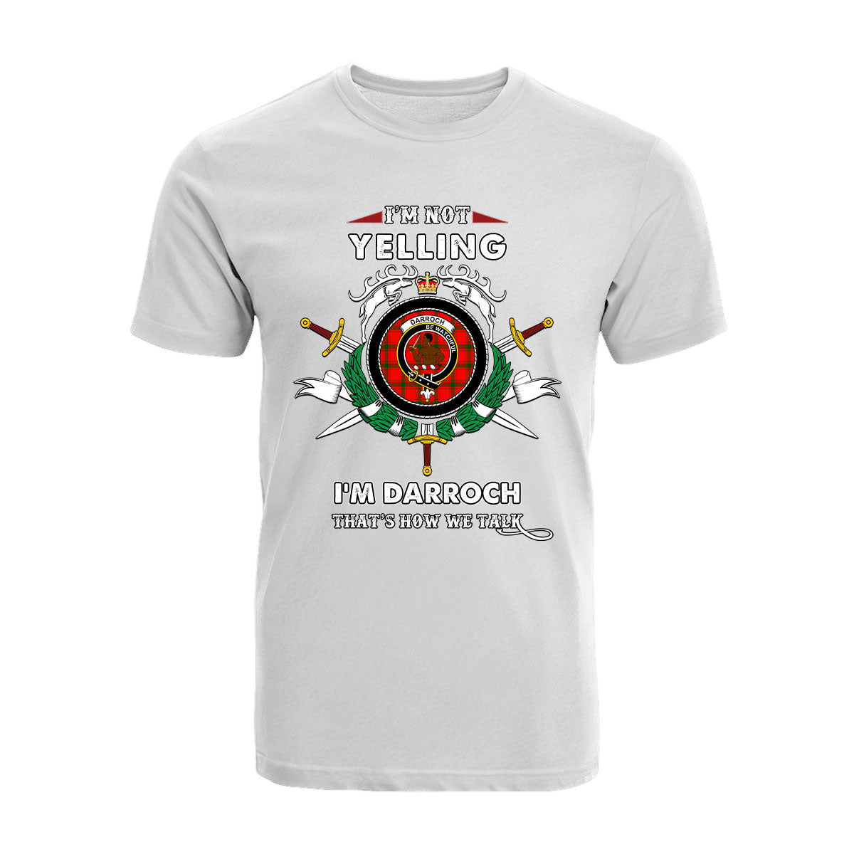 Darroch Tartan Crest T-shirt - I'm not yelling style