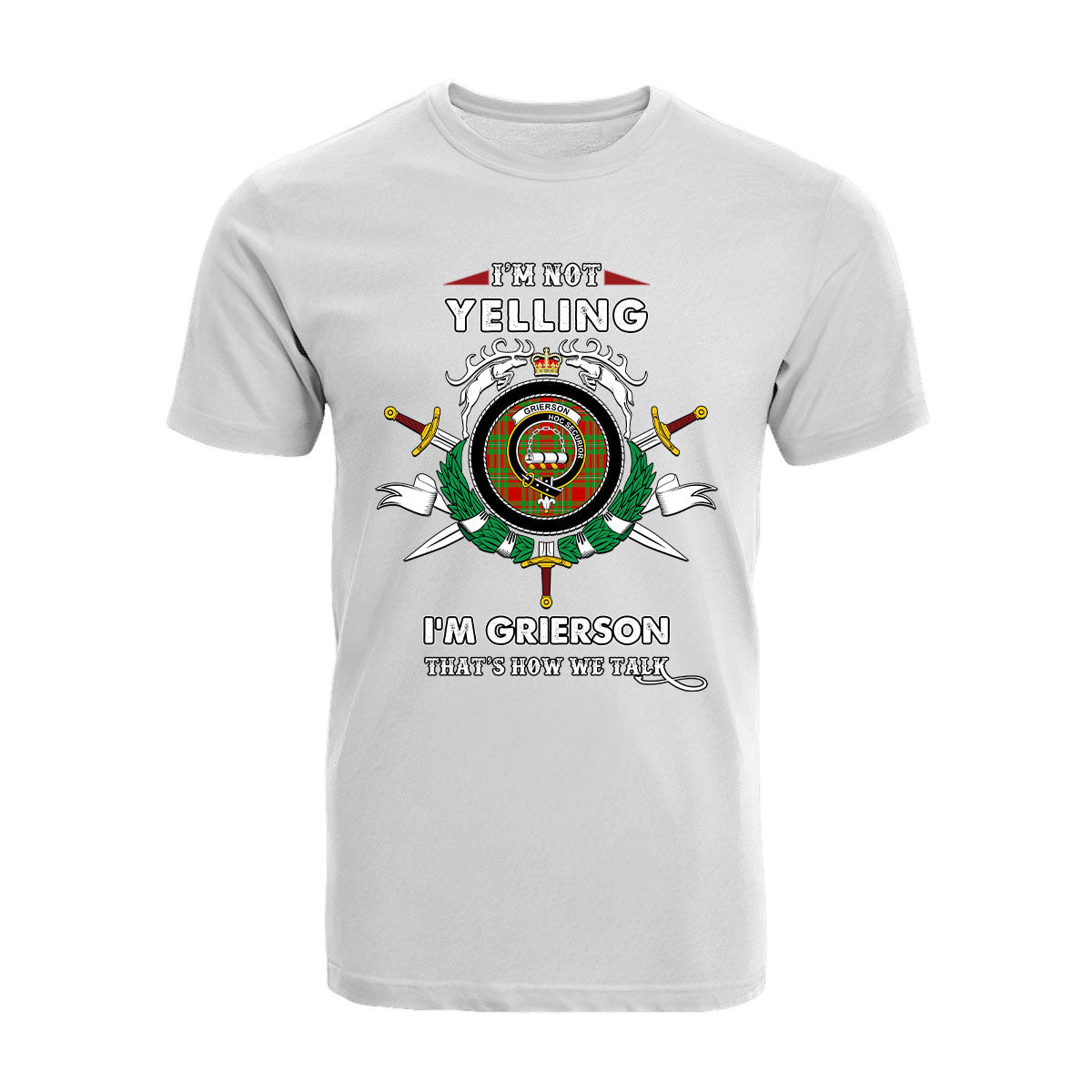 Grierson Tartan Crest T-shirt - I'm not yelling style