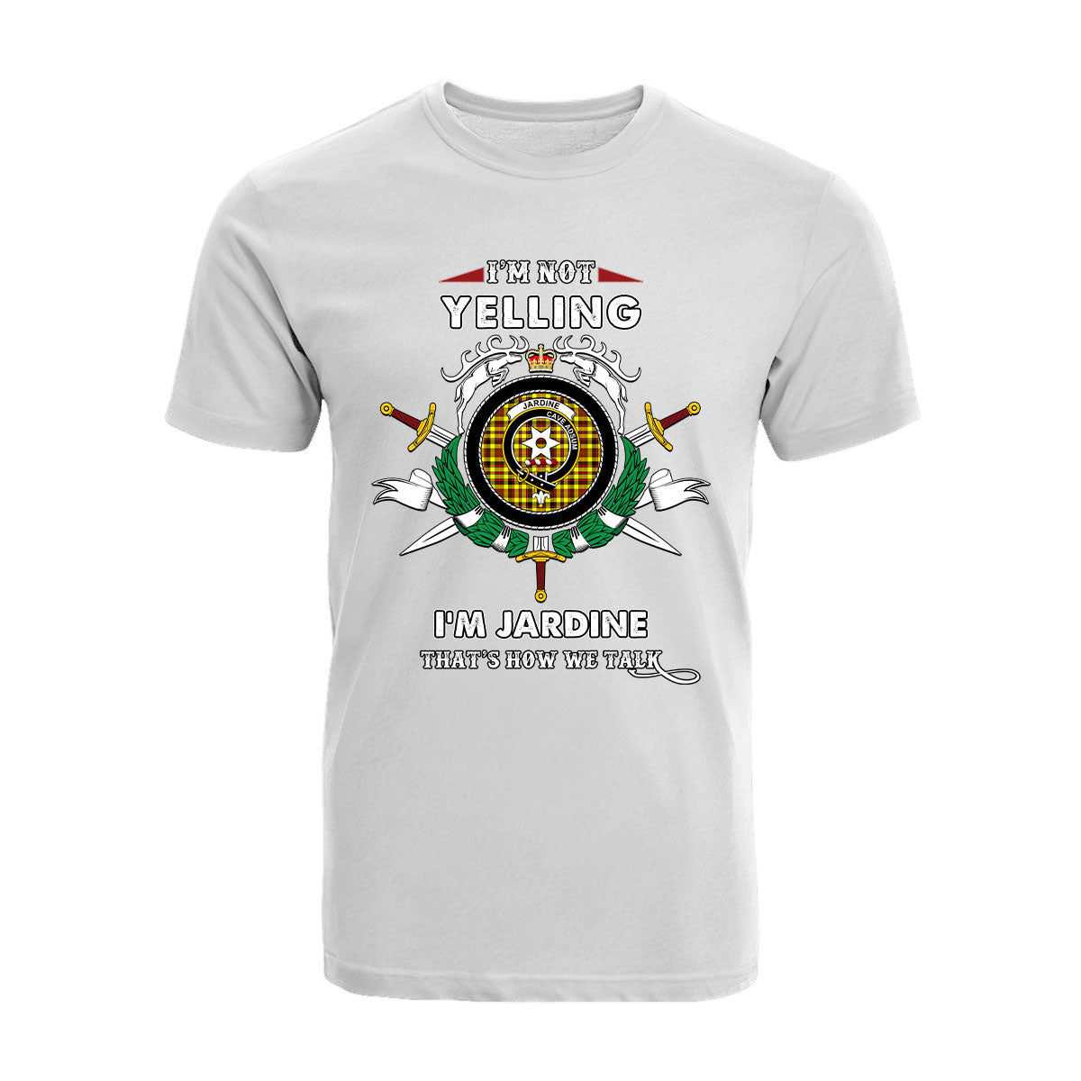 Jardine Tartan Crest T-shirt - I'm not yelling style