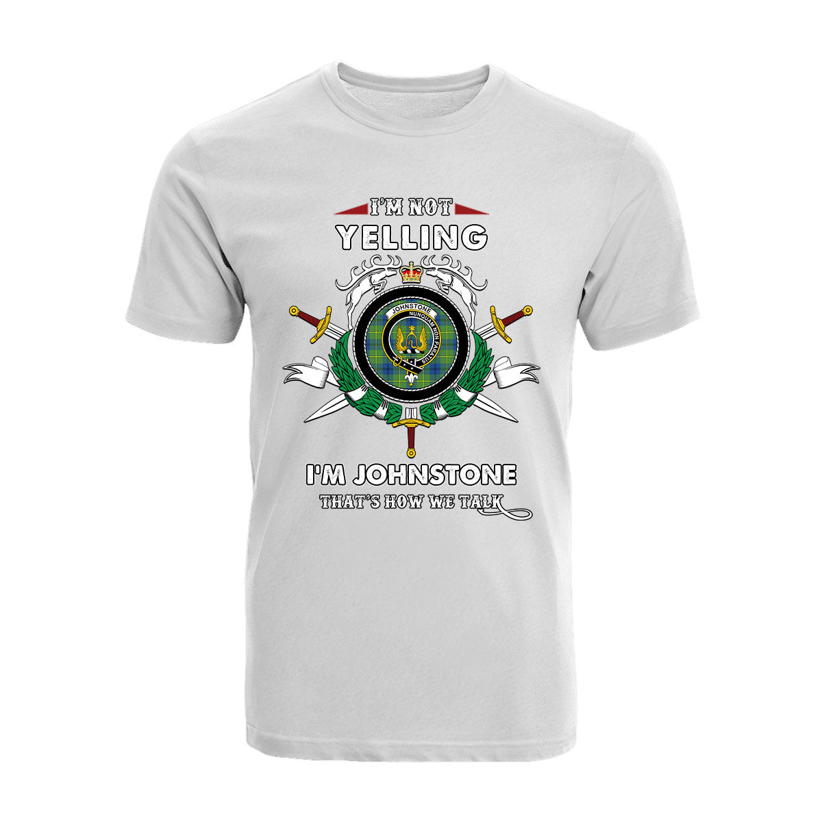 Johnstone Ancient Tartan Crest T-shirt - I'm not yelling style