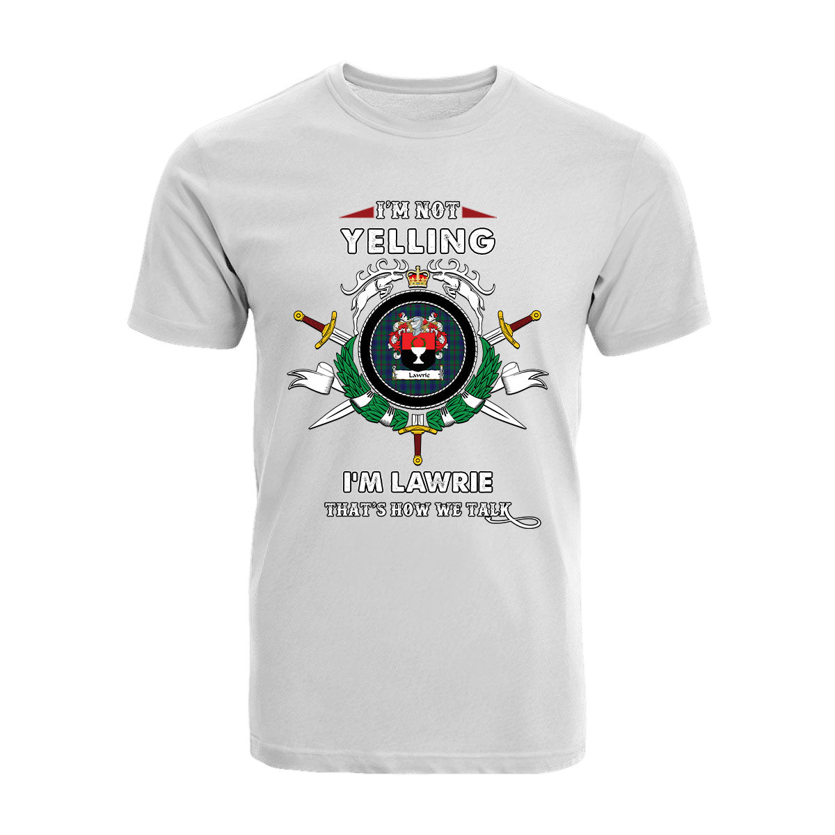 Lawrie Tartan Crest T-shirt - I'm not yelling style