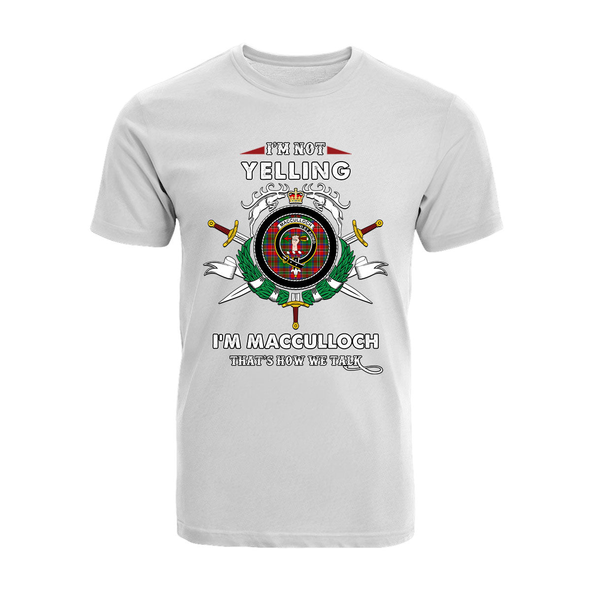 MacCulloch (McCulloch) Tartan Crest T-shirt - I'm not yelling style