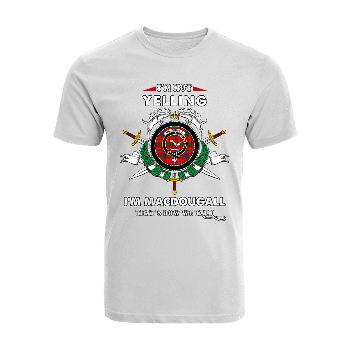 MacDougall Tartan Crest T-shirt - I'm not yelling style