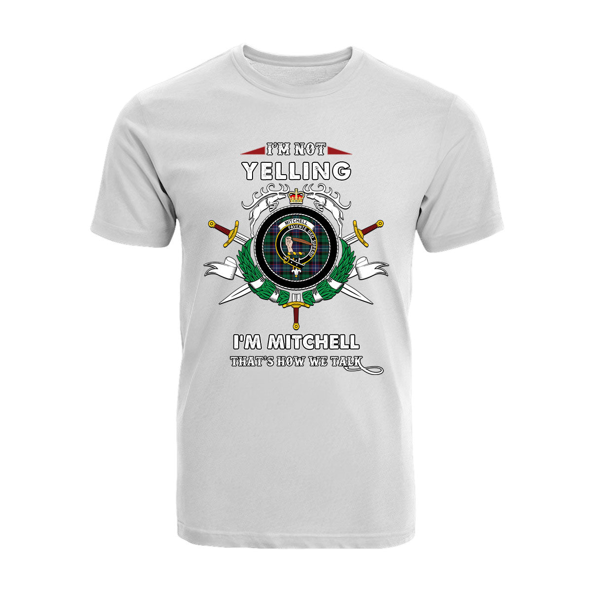 Mitchell Tartan Crest T-shirt - I'm not yelling style