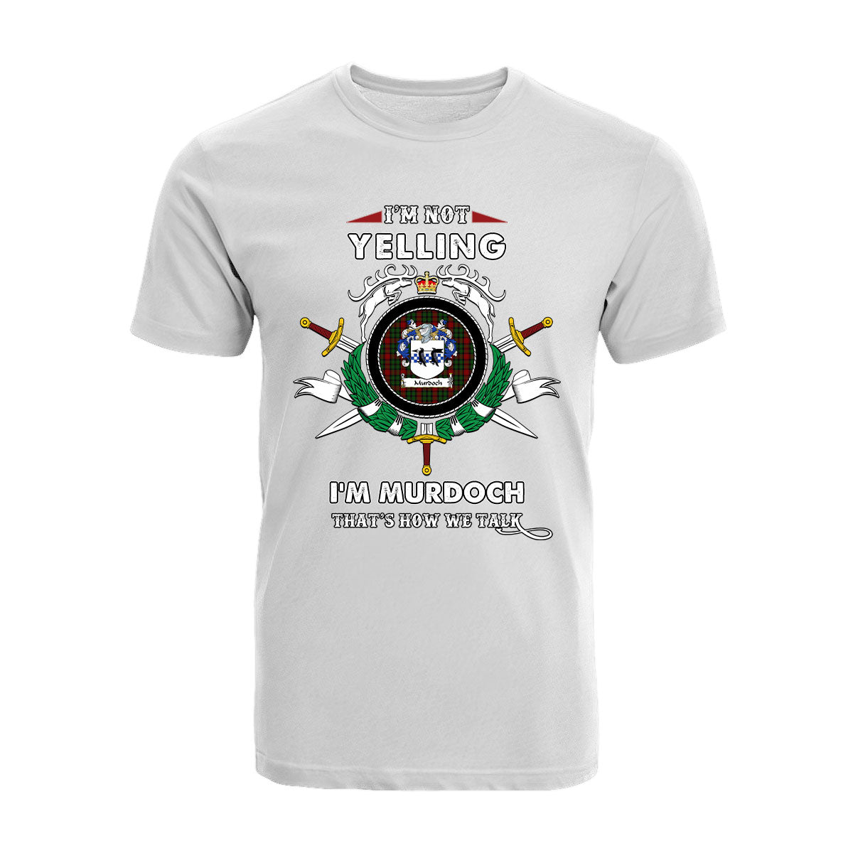 Murdoch Tartan Crest T-shirt - I'm not yelling style