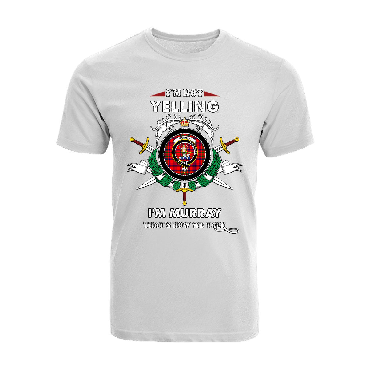 Murray of Tulloch Tartan Crest T-shirt - I'm not yelling style