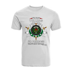 Primrose Tartan Crest T-shirt - I'm not yelling style