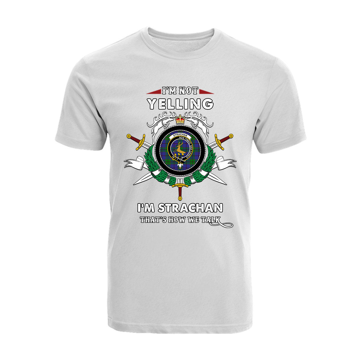 Strachan Tartan Crest T-shirt - I'm not yelling style