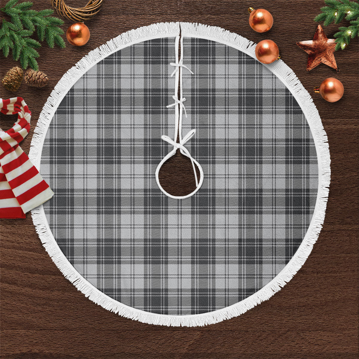 Douglas Grey Modern Tartan Christmas Tree Skirt