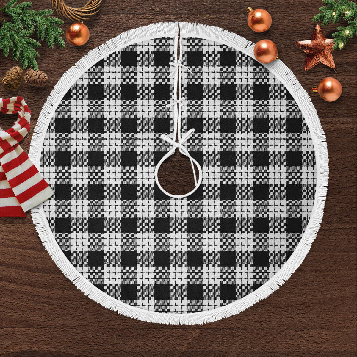 MacFarlane Black _ White Tartan Christmas Tree Skirt