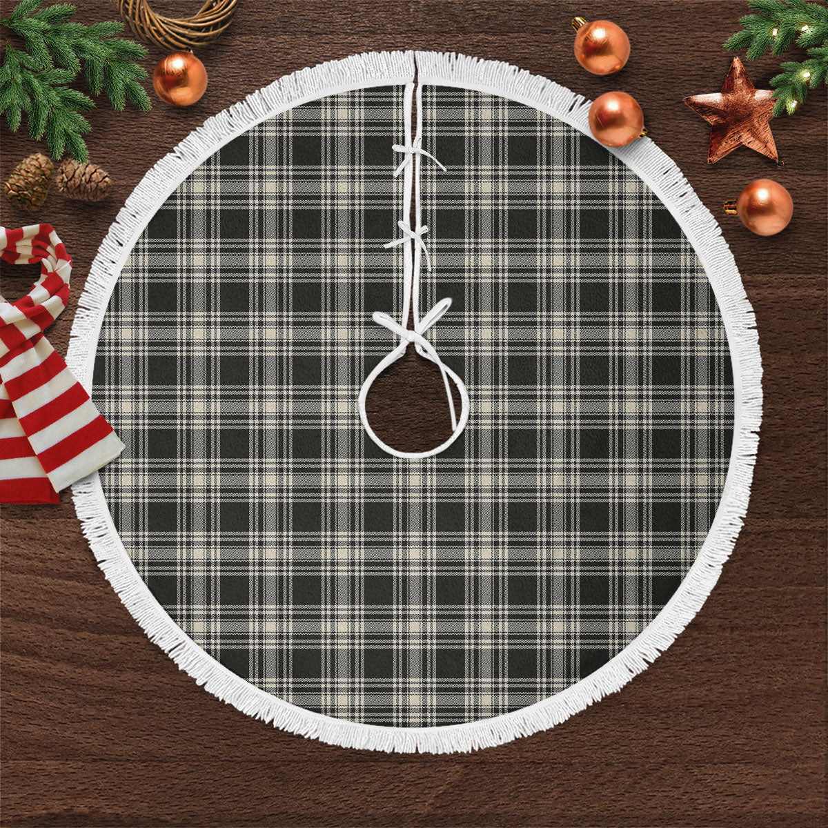 Menzies Black _ White Ancient Tartan Christmas Tree Skirt