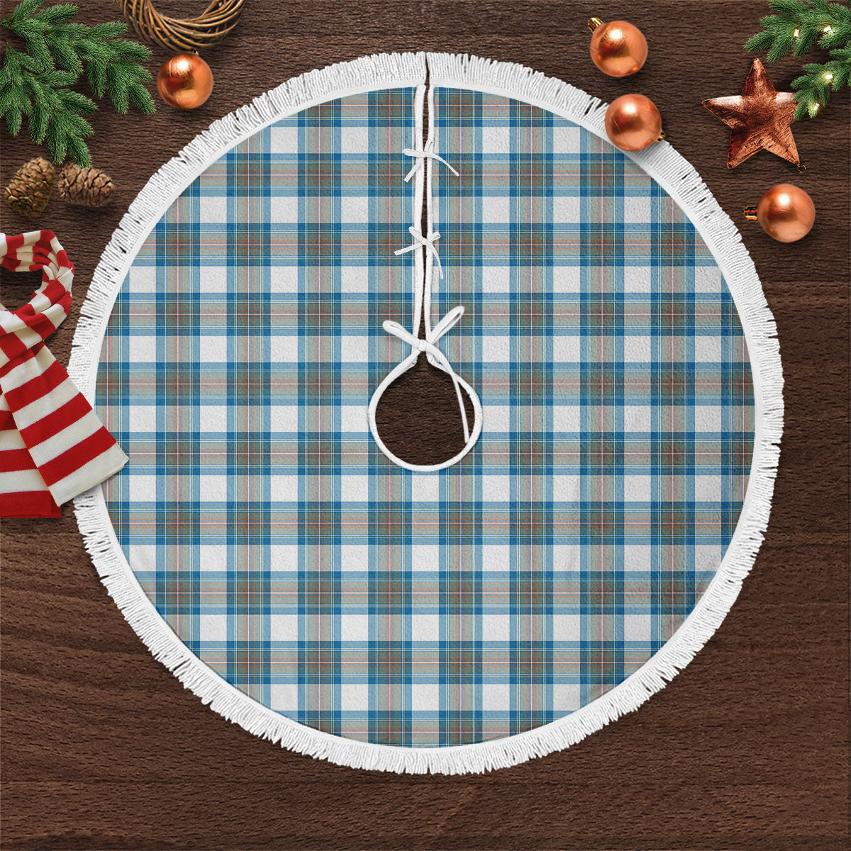 Stewart Muted Blue Tartan Christmas Tree Skirt