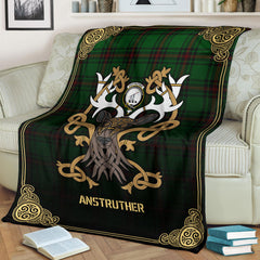 Anstruther Tartan Crest Premium Blanket - Celtic Stag style