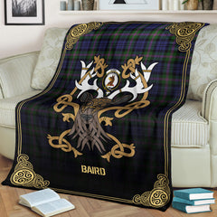 Baird Modern Tartan Crest Premium Blanket - Celtic Stag style