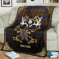 Balfour Modern Tartan Crest Premium Blanket - Celtic Stag style