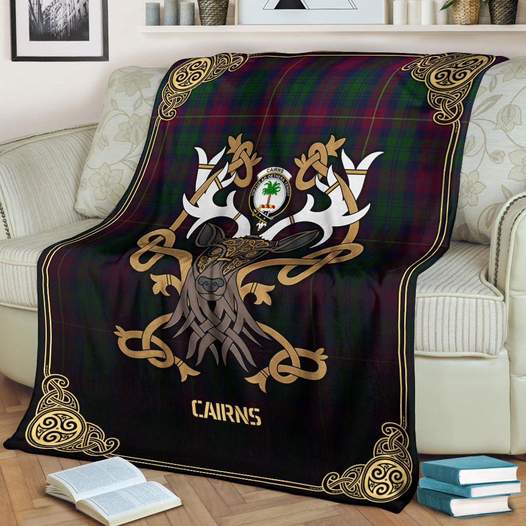 Cairns Tartan Crest Premium Blanket - Celtic Stag style