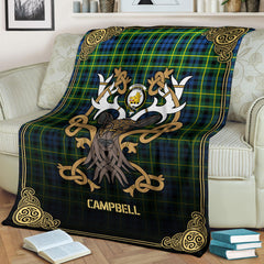 Campbell of Breadalbane Ancient Tartan Crest Premium Blanket - Celtic Stag style