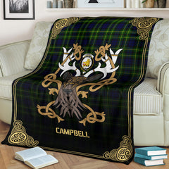 Campbell of Breadalbane Modern Tartan Crest Premium Blanket - Celtic Stag style