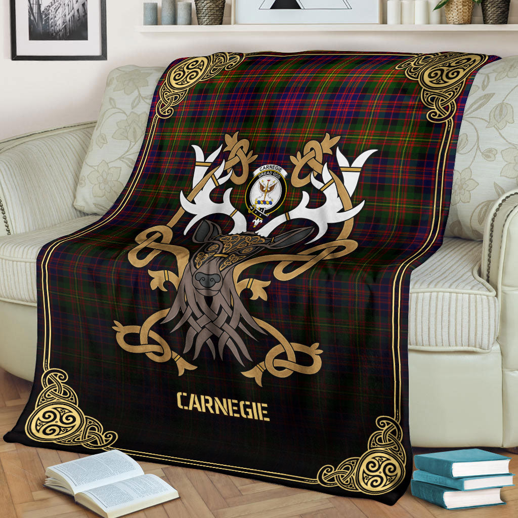 Carnegie Modern Tartan Crest Premium Blanket - Celtic Stag style