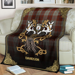 Davidson Dress Dancers Tartan Crest Premium Blanket - Celtic Stag style