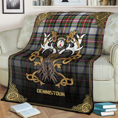 Dennistoun Tartan Crest Premium Blanket - Celtic Stag style