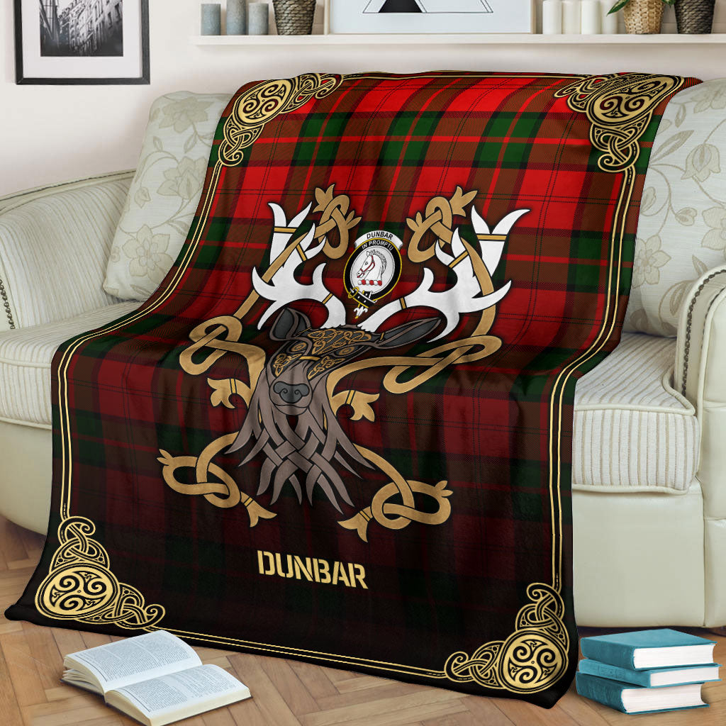 Dunbar Modern Tartan Crest Premium Blanket - Celtic Stag style