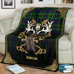 Duncan Modern Tartan Crest Premium Blanket - Celtic Stag style