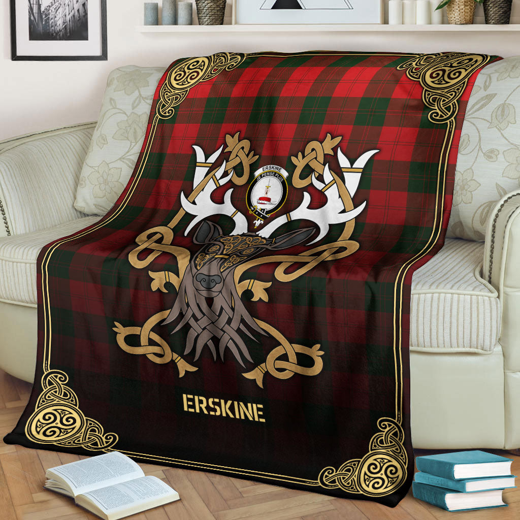 Erskine Modern Tartan Crest Premium Blanket - Celtic Stag style