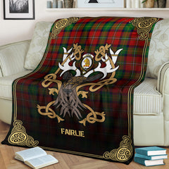 Fairlie Tartan Crest Premium Blanket - Celtic Stag style