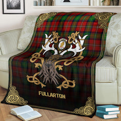 Fullarton Tartan Crest Premium Blanket - Celtic Stag style