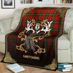 Gartshore Tartan Crest Premium Blanket - Celtic Stag style