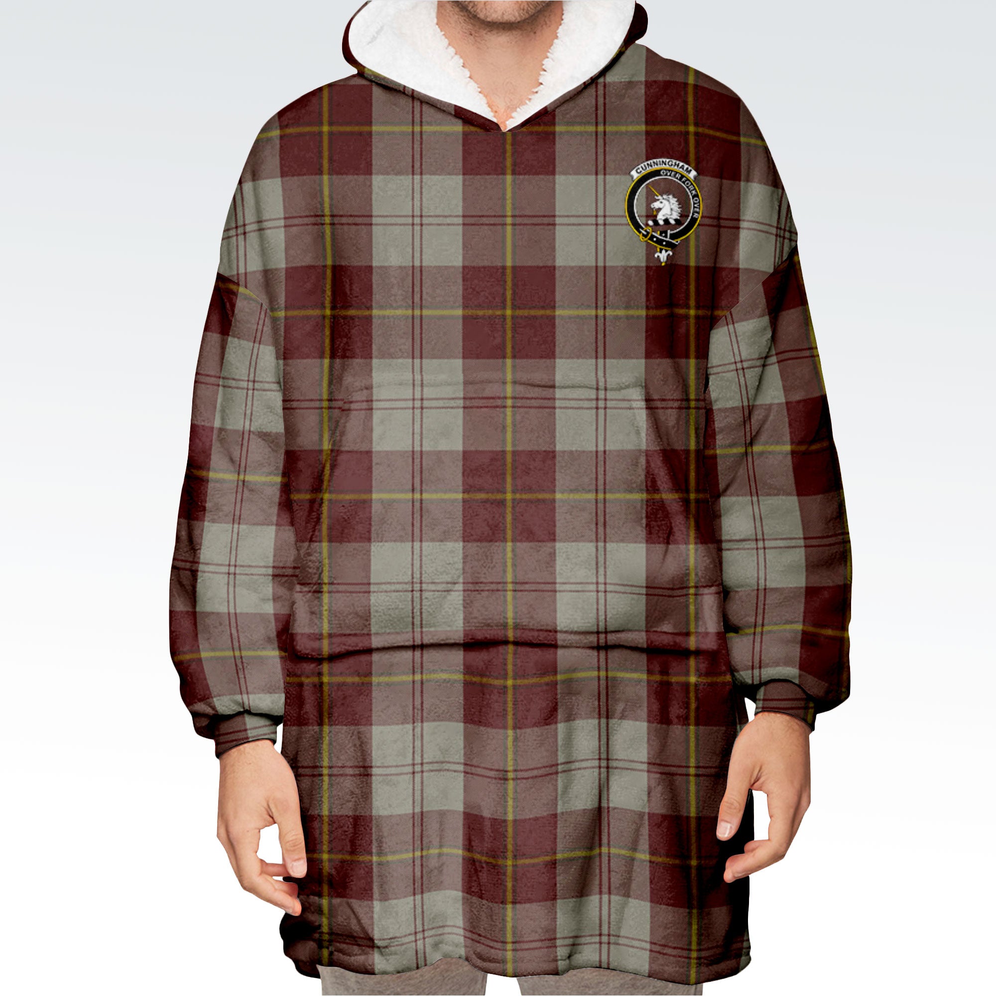 Cunningham Burgundy Dancers Tartan Hoodie Blanket