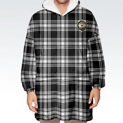 Menzies Black _ White Modern Tartan Hoodie Blanket