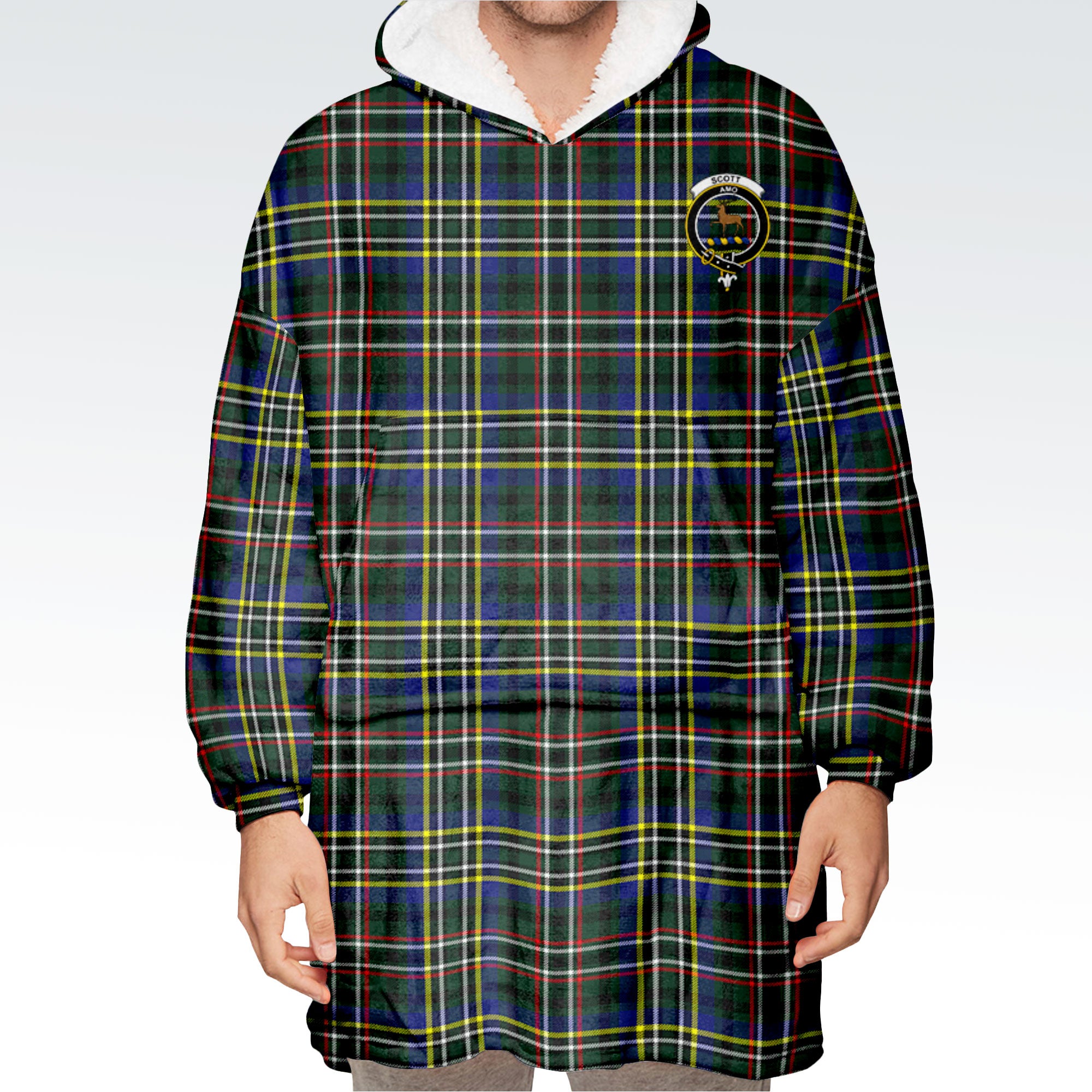 Scott Green Modern Tartan Hoodie Blanket