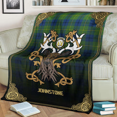 Johnstone Ancient Tartan Crest Premium Blanket - Celtic Stag style