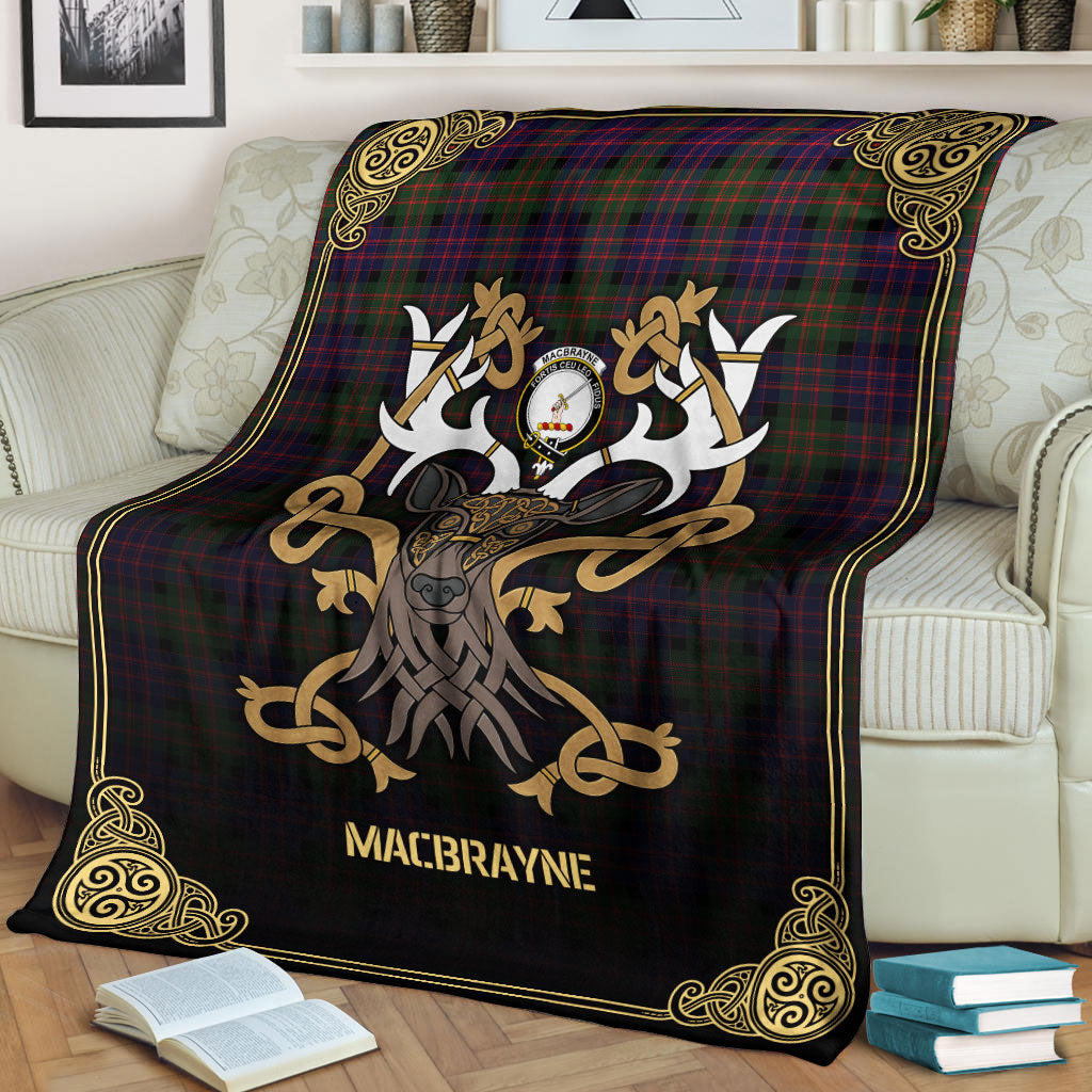 MacBrayne Tartan Crest Premium Blanket - Celtic Stag style