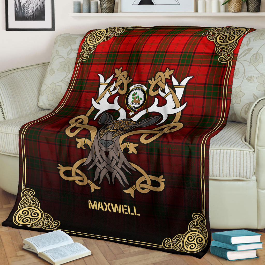 Maxwell Modern Tartan Crest Premium Blanket - Celtic Stag style