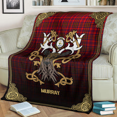 Murray of Tulloch Modern Tartan Crest Premium Blanket - Celtic Stag style