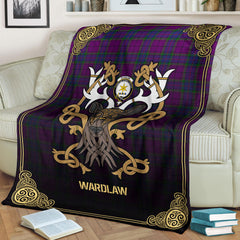 Wardlaw Modern Tartan Crest Premium Blanket - Celtic Stag style