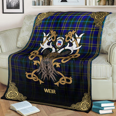 Weir Modern Tartan Crest Premium Blanket - Celtic Stag style