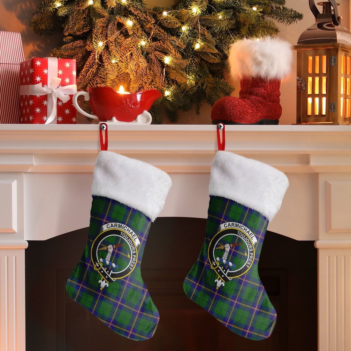 Carmichael Modern Tartan Crest Christmas Stocking