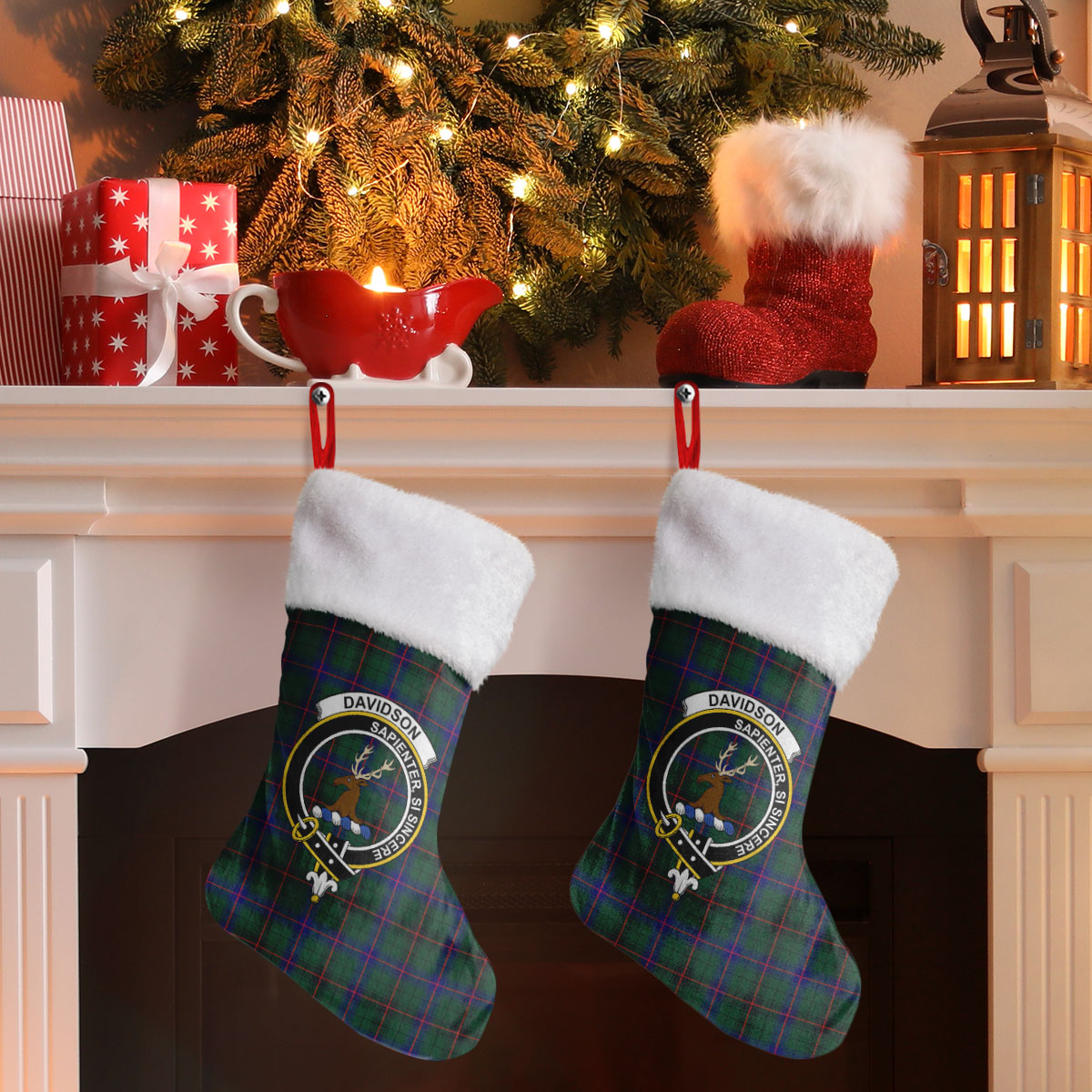 Davidson Modern Tartan Crest Christmas Stocking