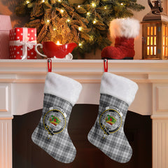 Douglas Grey Modern Tartan Crest Christmas Stocking