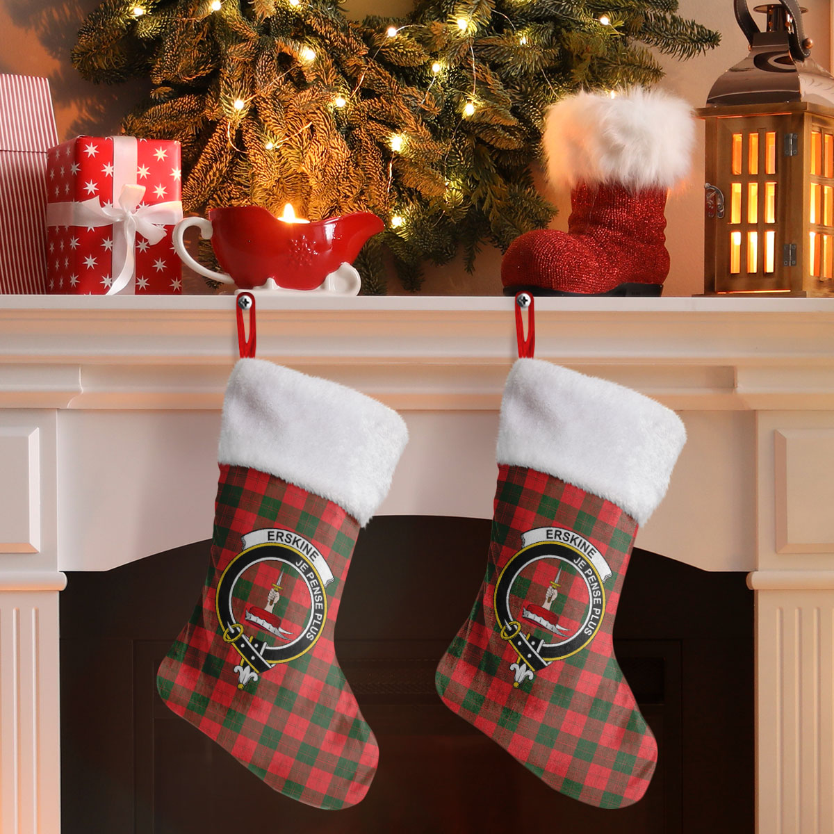 Erskine Modern Tartan Crest Christmas Stocking